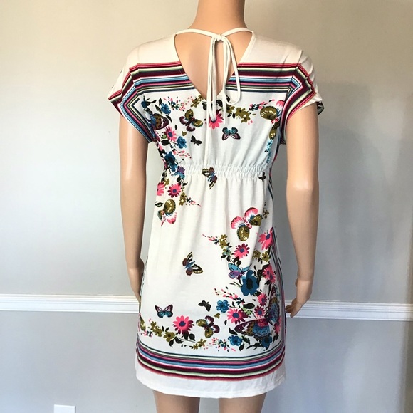 Womens Floral Butterfly Short Swimsuit Cover Up Dress Size Medium - Picture 3 of 4